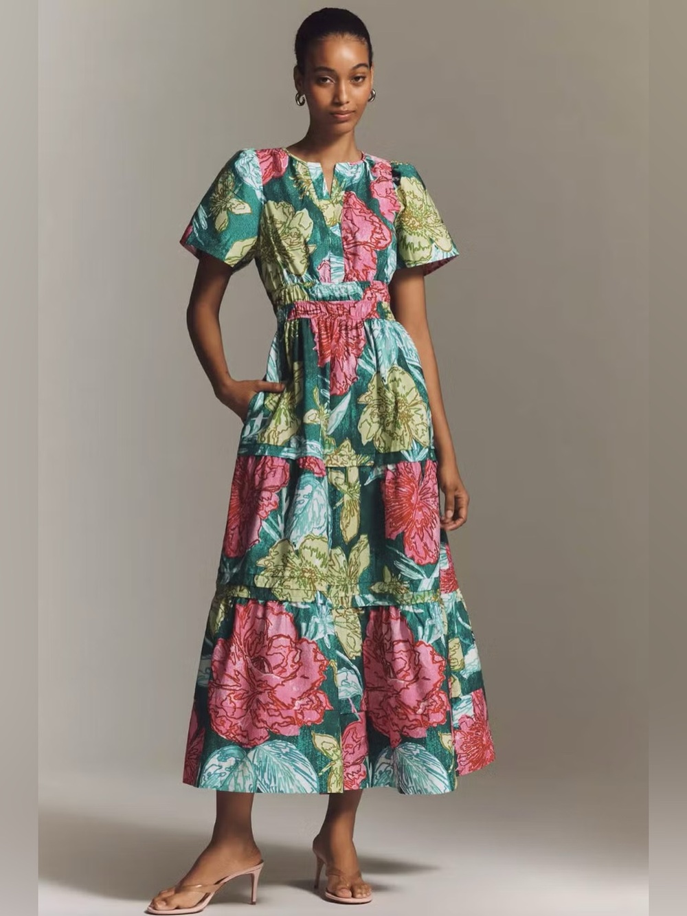 NWT Anthropologie Somerset Maxi Dress Teal Pink Floral